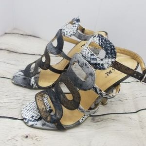 GRAY SNAKE HIGH HEELS SANDALS